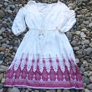Pink Rose Boho Pattern Dress Size Small